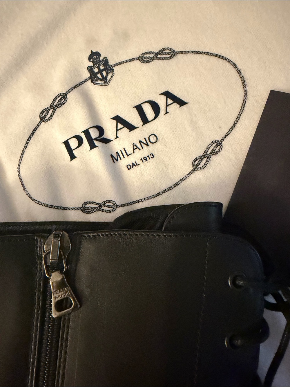 RARE Vintage Y2K Prada Black Leather Lace-Up Mid-Calf Boots Runway ‘01 AWO1 36.5 - Picture 4 of 10